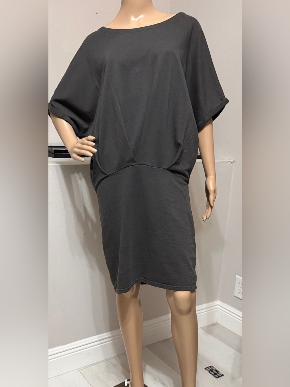 AllSaints Lea Mal Brown/Charcoal Draped Cotton Dress US 6